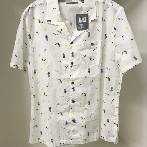 Pineapple Michael Bastian S/S button print sz L cruisewear NWT - Picture 4 of 5